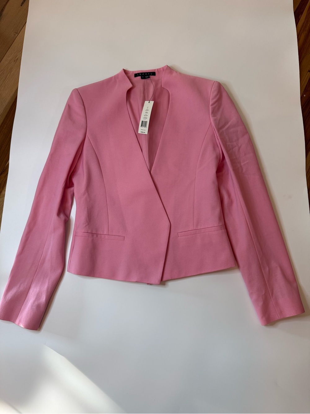 NWT Theory Viviette Pink Rose Open Front Blazer Jacket Size 4